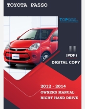TOYOTA PASSO 2011 2012 2013 OWNERS MANUAL IN ENGLISH